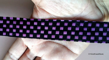 Purple And Black Chequered Trim, Approx. 27mm Wide - 200317L161